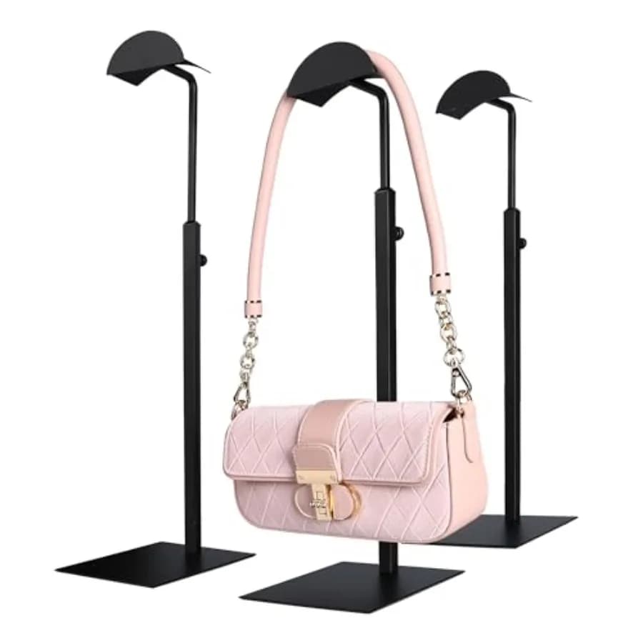 Espositore per borse Altezza regolabile Portaborse nero per borse Collane Sciarpe Cappelli e cuffie 14" - 24" Borsa Hange