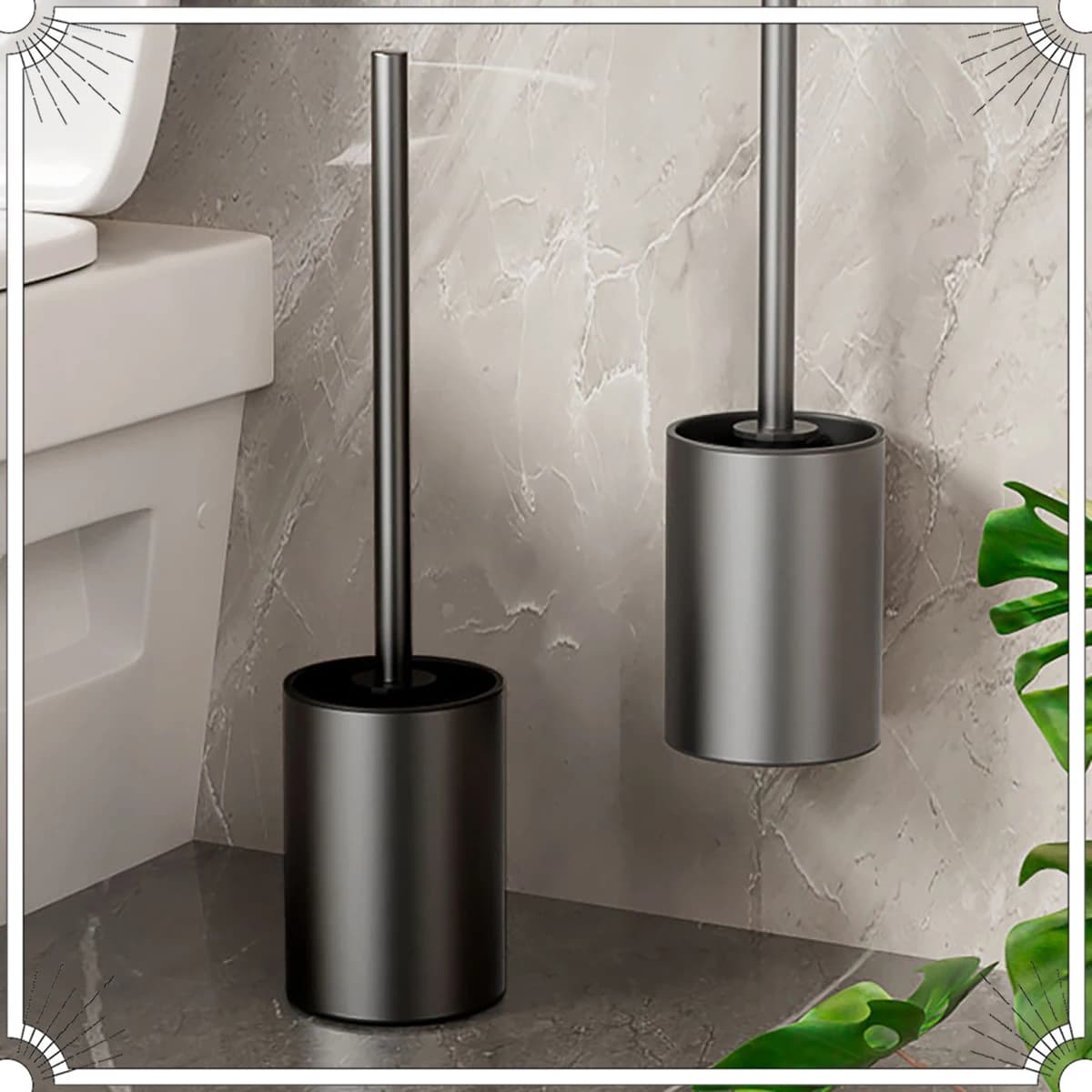 Portaspazzole per bagno strumenti per la pulizia della toilette spazio in alluminio montato a parete senza trapano scopino per wc verticale accessori per il bagno