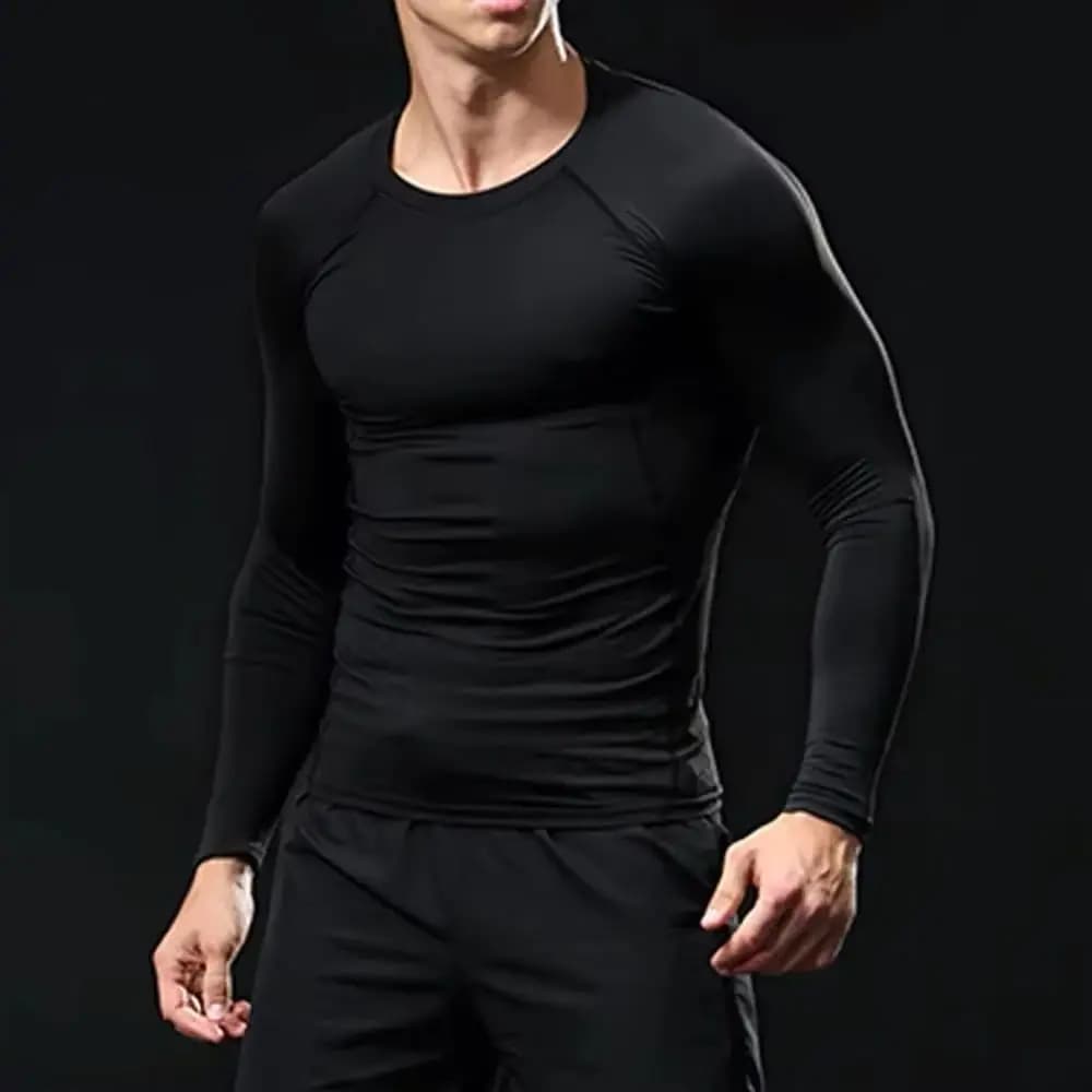 2025 Camicia di compressione da uomo nuova Camicia da corsa a maniche lunghe da fitness da uomo Palestra sotto la maglietta Maglia da calcio Abbigliamento sportivo Collant