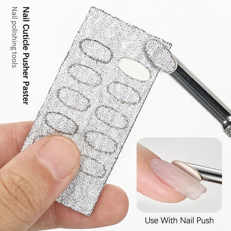 Nuovo Set da 50 Pezzi: Spingicuticole 100/240 e Foglietti Abrasivi Autoadesivi per Manicure e Trattamento Unghie