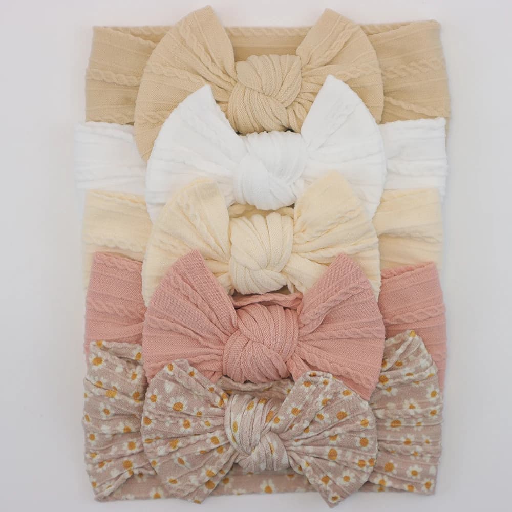 5 Pz/set Fasce Per Neonata Lotto Archi Per Bambini Fascia Per Capelli Per Bambini Fascia Per Capelli In Nylon Per Bambini Turbante Copricapi Neonato Accessori Per Capelli