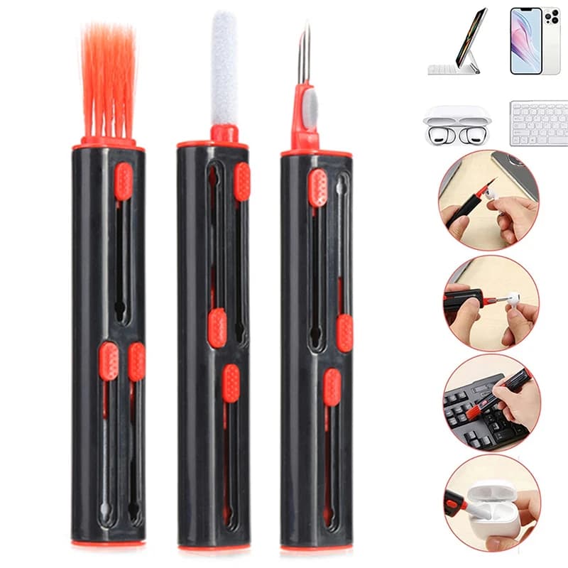 Kit di pulizia tastiera 4 in 1, penna per la pulizia di auricolari Bluetooth wireless, pulitore retrattile per auricolari per Mac Airpods Pro 1 2 3