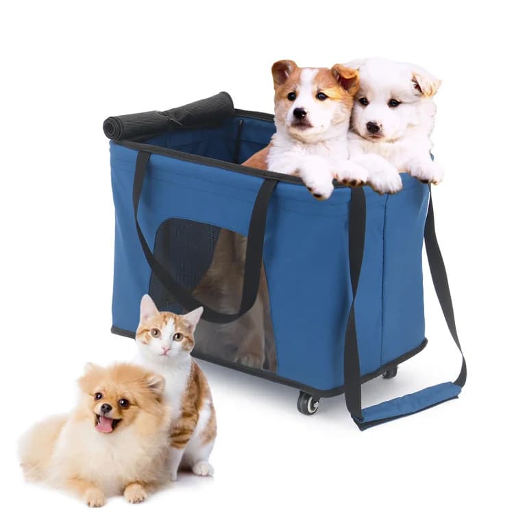 Passeggini pieghevoli per animali domestici da viaggio a 4 ruote per cani e gatti di taglia grande