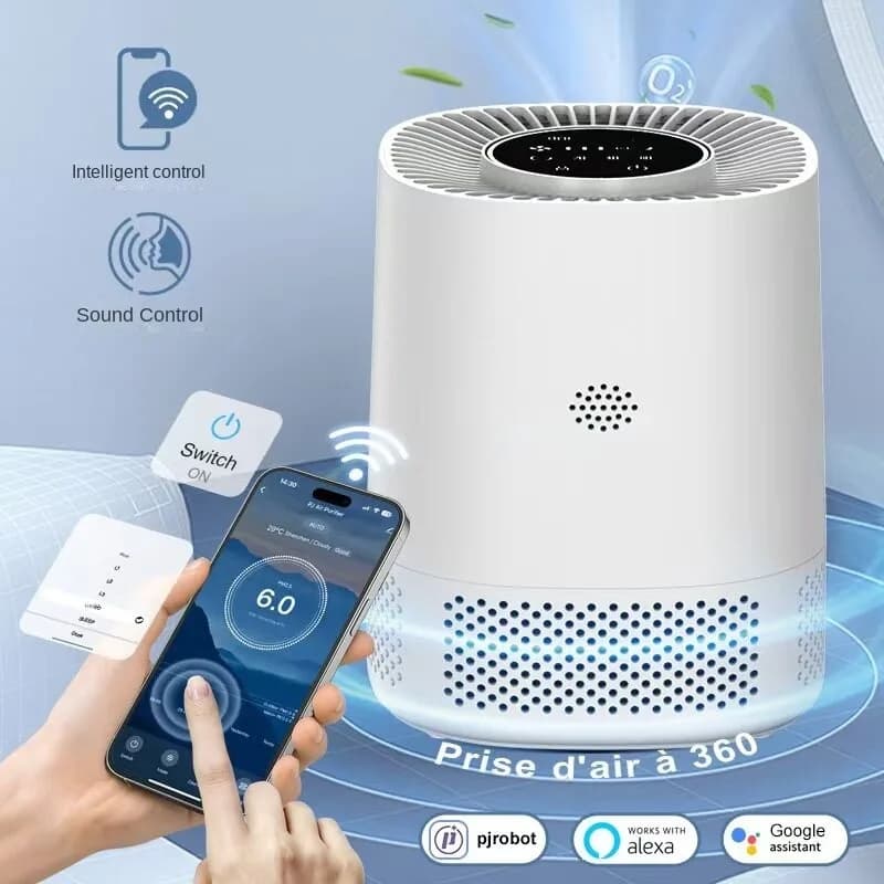 Purificatore d'Aria Smart per Casa con Controllo APP, Elimina Formaldeide, Odori, Fumo, Particelle di Polvere e Peli di Animali Domestici