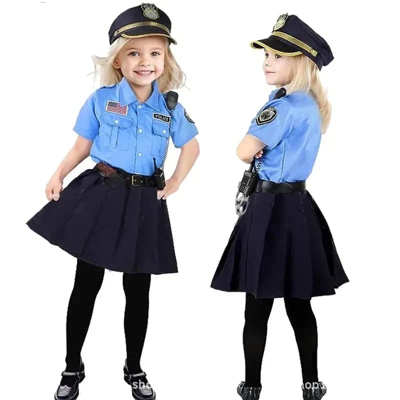 Uniforme della polizia di Halloween per la festa delle ragazze, costume da pompiere, uniforme da pilota e da lavoro da medico