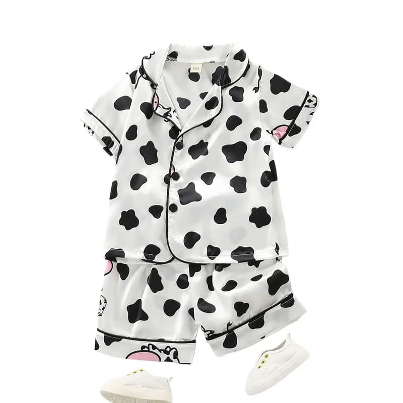 Bambini Estate Neonati maschi Ragazze Manica corta Orso in raso T-shirt + Pantaloni Casa Pigiama 2 pezzi/set Bambino Bambini Indumenti da notte Vestiti