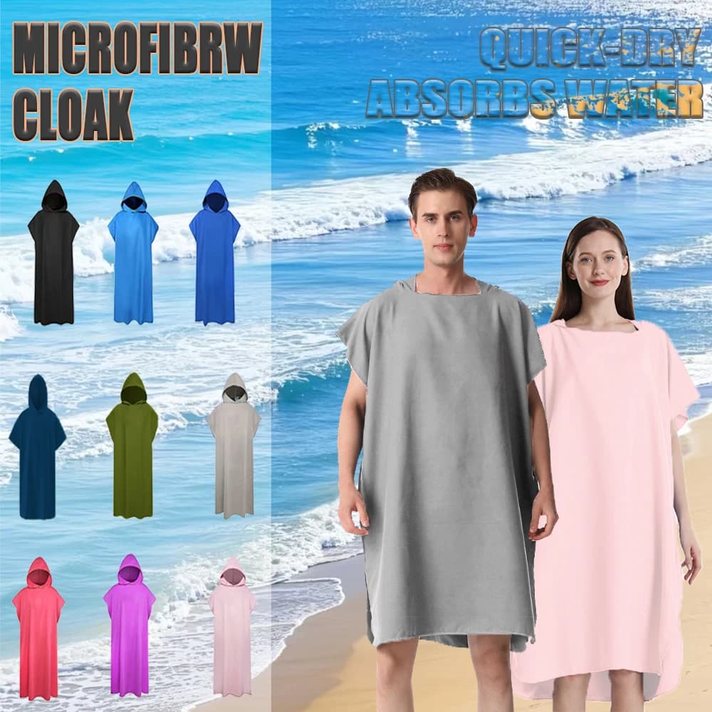 Asciugamano da spiaggia Asciugamano con cappuccio in microfibra Nuoto ad asciugatura rapida Viaggio Surf Sauna Palestra Accappatoio leggero ad alto assorbimento Mantello che cambia