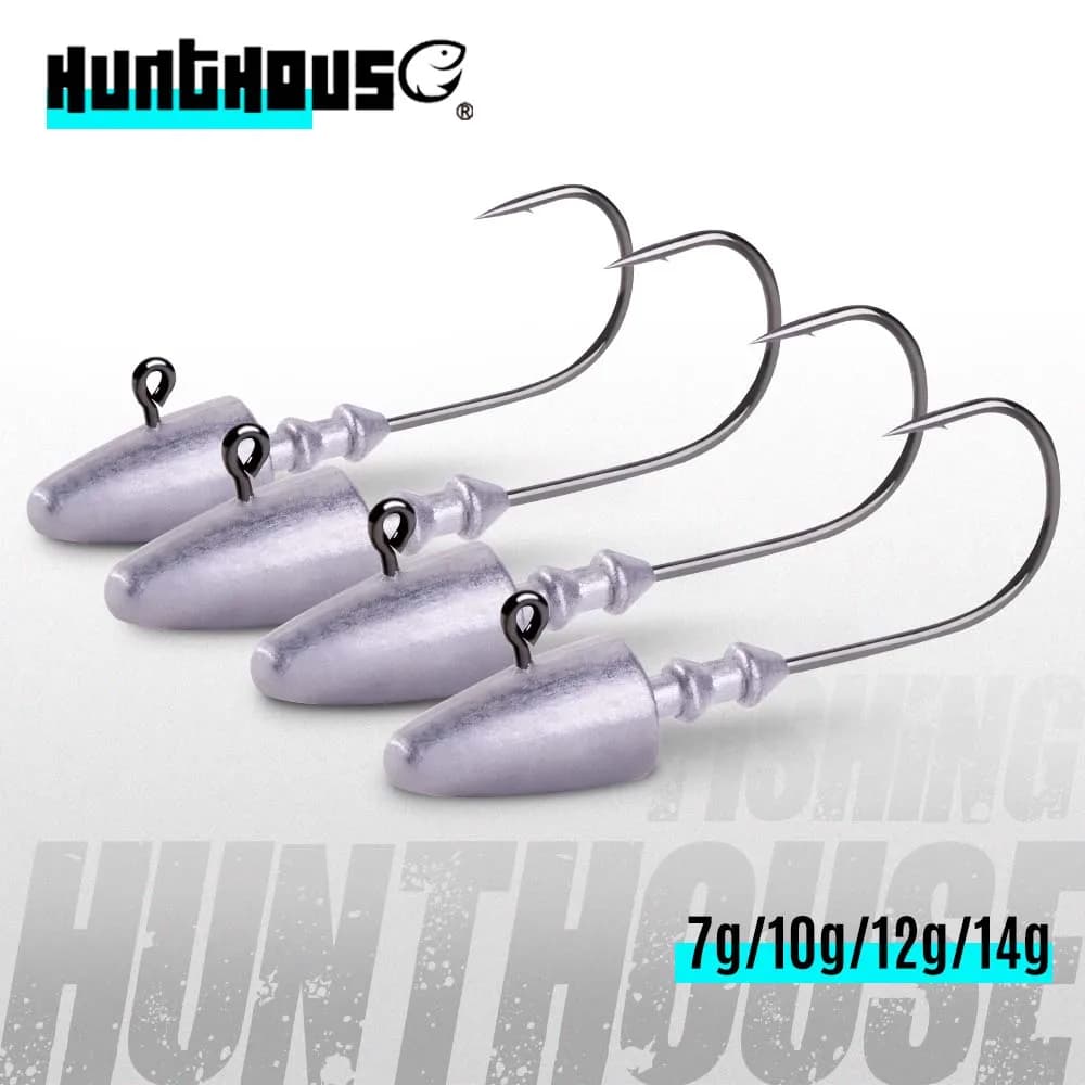 Amo da pesca Hunthouse 7g 10g 12g 14g con testa a jig per esche morbide, amo affilato in acciaio ad alto tenore di carbonio, attrezzatura da pesca LW308