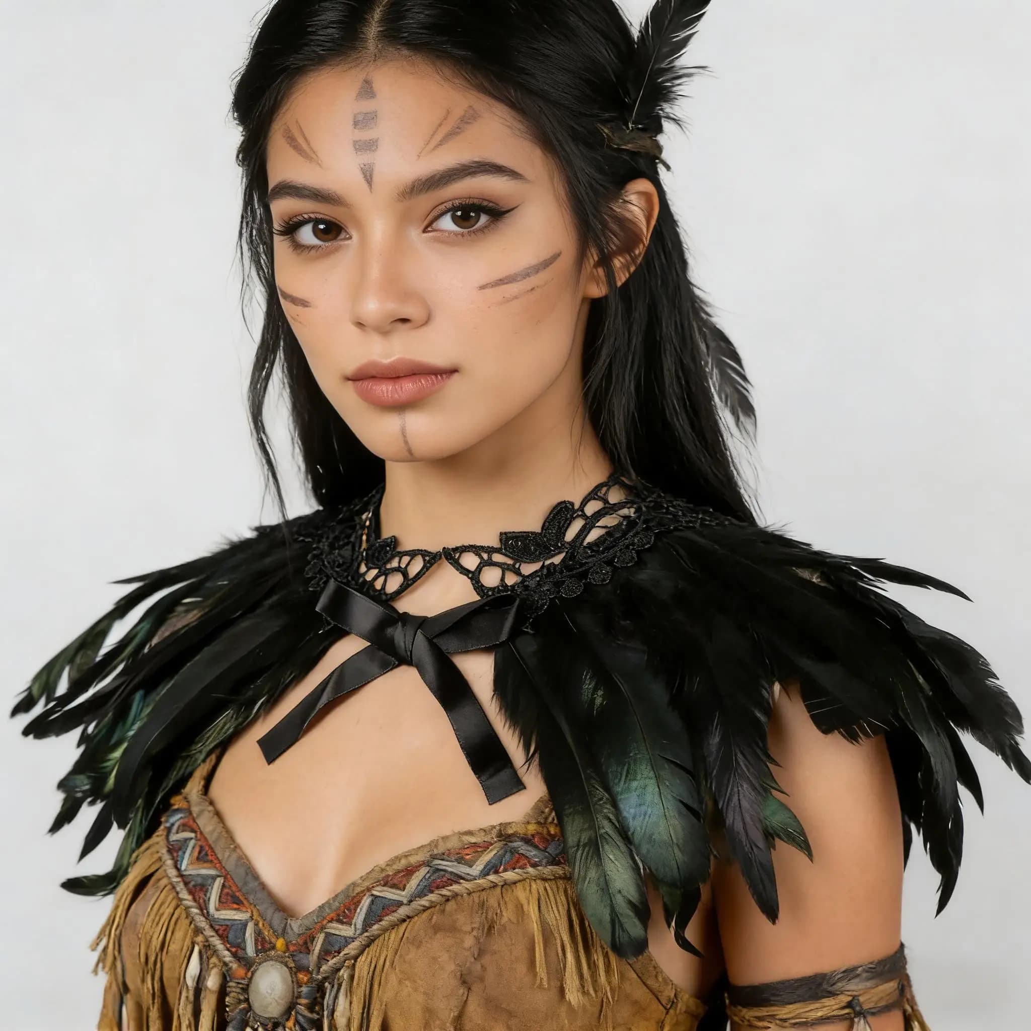 Gothic Faux Feather Shawl, Straps with Feathers, Feather Stole, Feather Cape, Neck Shawl for Carnival Cosplay Dress Up Party