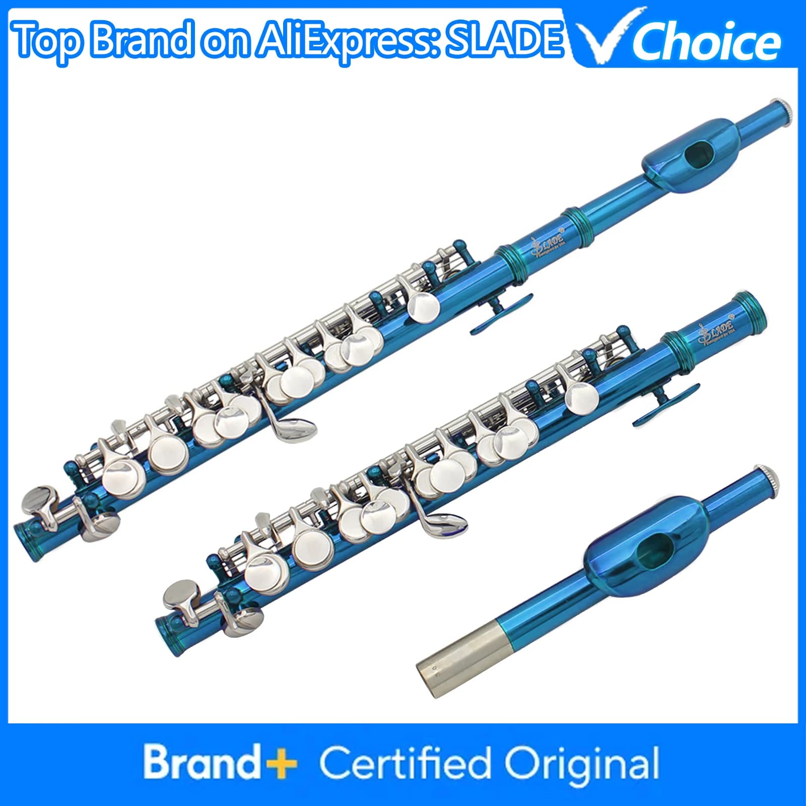 SLADE Piccolo a 16 Fori in Do, Corpo in Cupronichel, Flauto Piccolo Mezza Misura, Strumento a Fiato con Custodia e Accessori