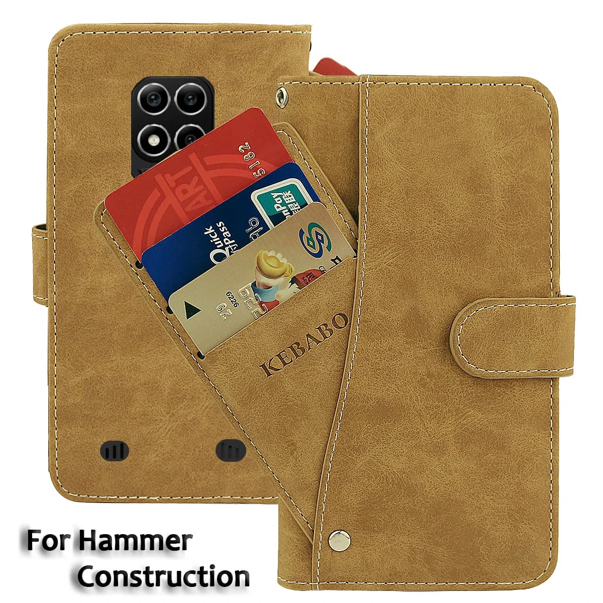 Custodia da costruzione per martello portafoglio in pelle vintage 6" Flip Slot per schede di lusso Cover Magnete Custodie protettive per telefono Borse