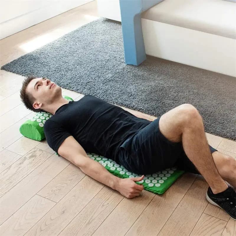 1 set di aghi per il corpo per massaggio con cuscino per tappetino da yoga per digitopressione con punte, cuscino per massaggiatore per piedi, fitness, pilates