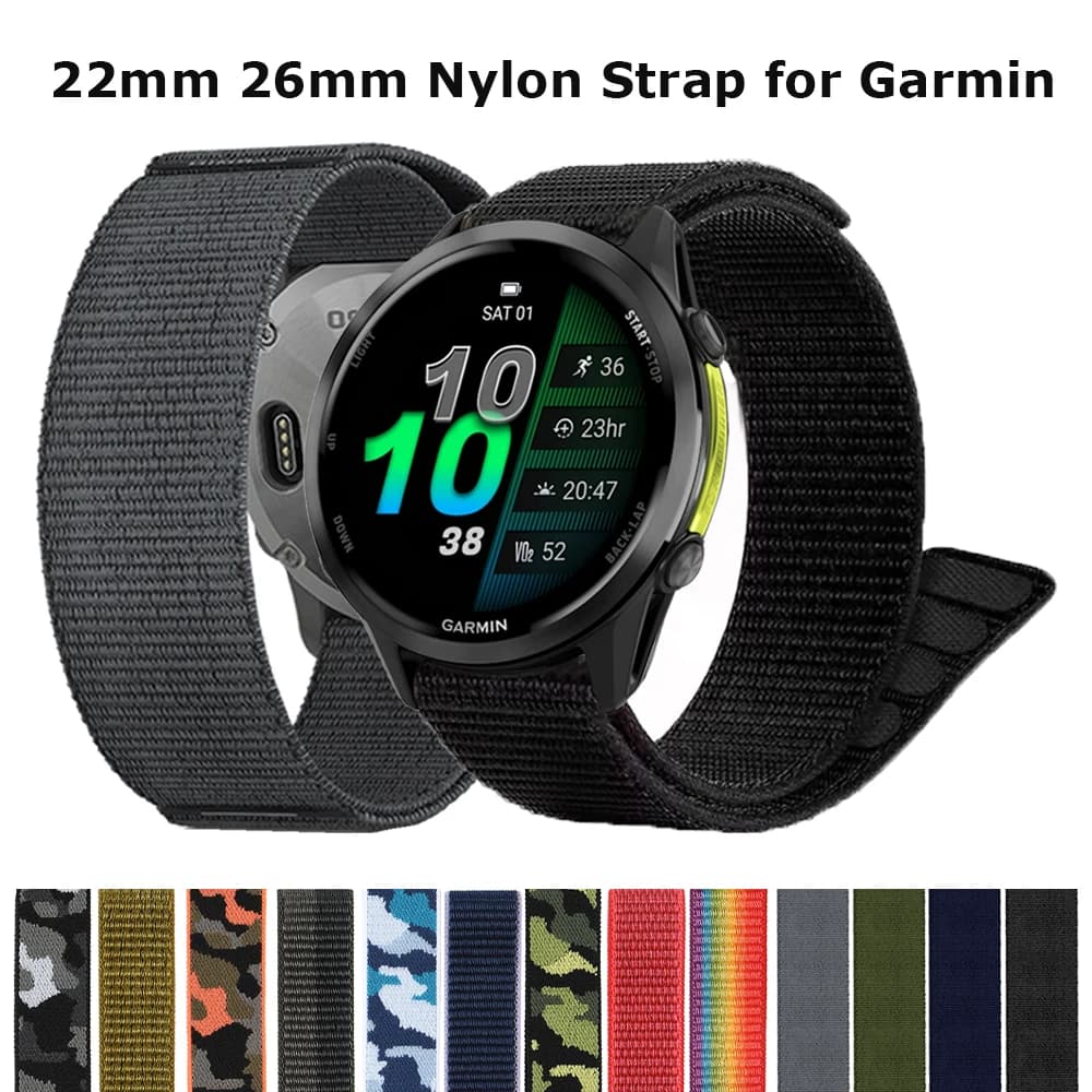 Per Garmin Forerunner 970 965 955 745 Cinturino 26mm 22mm Cinturino in nylon Sostituisci il braccialetto per Instinct 2X/Fenix 8 7X 7 6X 5Plus/Enduro 3