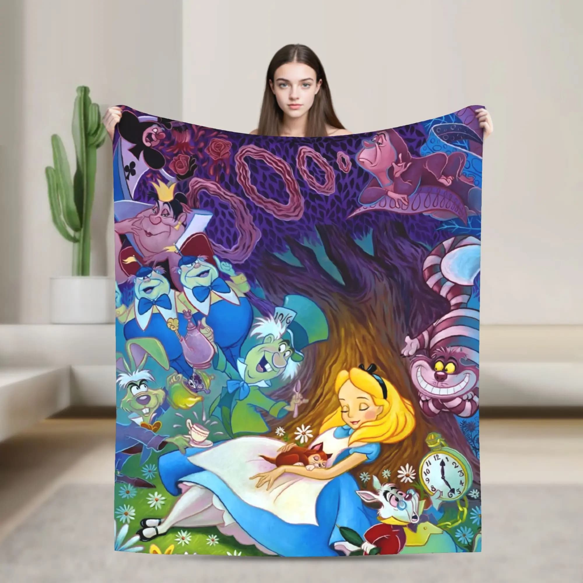 Coperta da principessa Alice nel Paese delle Meraviglie Coperte super morbide e calde per divano Trapunta sottile in peluche di diverse dimensioni da 50 x 60 pollici