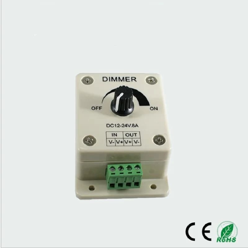 1 Pcs LED Dimmer Switch DC 12V 24V 8A Adjustable Brightness Lamp Bulb Strip Driver Single Color Light Power Supply Controller