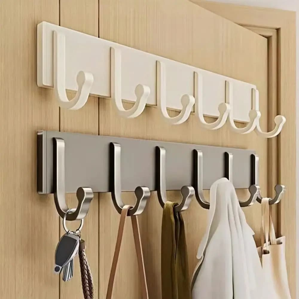 Self-Adhesive Clothing Wall Hook Strong Load-Bearing Aluminum Alloy Bathroom Towel Hook Space-Saving Behind Door Hook