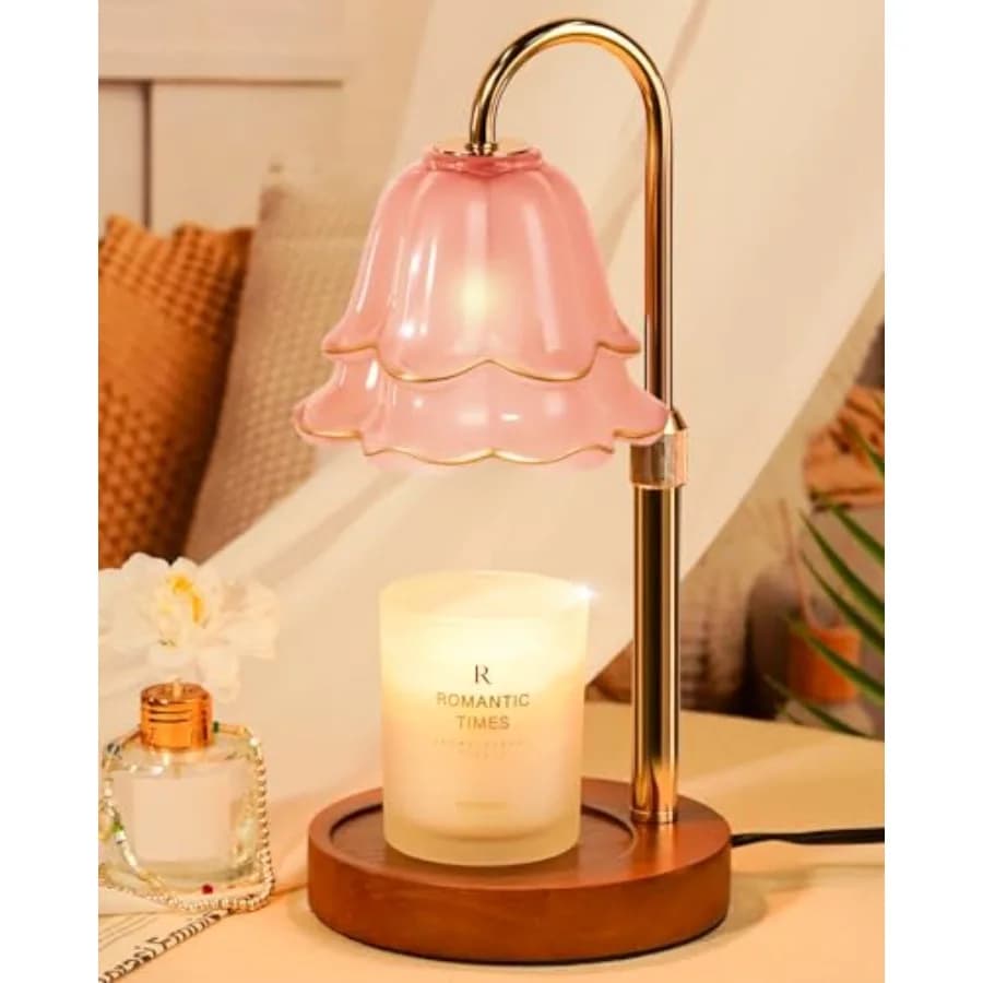 Lampada Scaldacandele con Timer e Dimmer, Altezza Regolabile, Regalo per la Festa della Mamma, Compleanno, per Donne, Mamma, Lampada Scaldacandele a Fiore