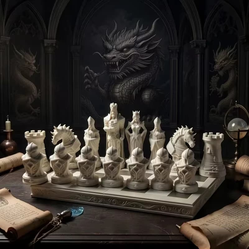 Options Gothic Dark Chess Set Obsidian Epoch A Civilization Duel in The Gothic Century Desktop Decorative Ornaments