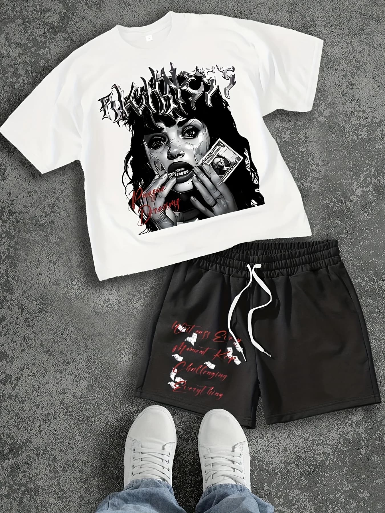 2026 Summer American Men's T-shirt Set for Outdoor Sports, Fashionable Casual Soft Breathable 3D Pattern Printing