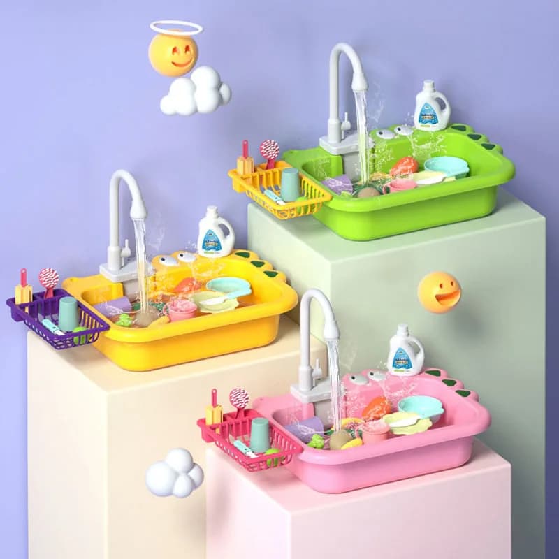 Electric Faucet Play Kitchen Faucet Play Sink Kitchen Sink Toy Swimming Pool Floating Fishing Toy Water Play Baby Education Toys