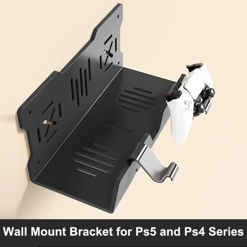 Kit di montaggio a parete per PS5/PS5 Slim con stazione di ricarica per due controller, supporto per cuffie e accessori per Playstation 5