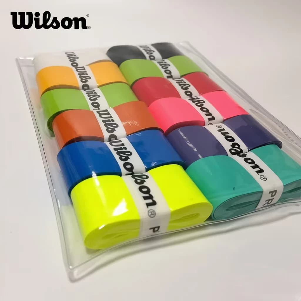 12 Pieces Wilson PU Sticky Tennis Overgrip Tape Sleeve Absorbent Tennis Rack and Badminton
