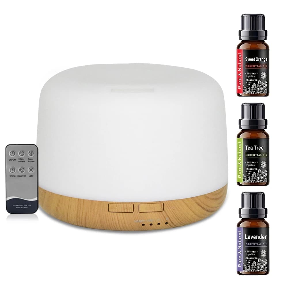 Diffusore di Aromi e Umidificatore Ultrasonico da 500ml con Telecomando, Spegnimento Automatico, 7 Colori