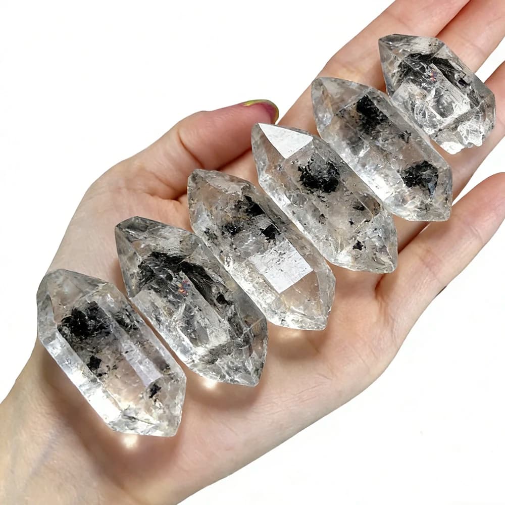 Cristallo di diamante Herkimer nero | Campione crudo con inclusioni di sabbia dinamiche Gallone d'acqua per Reiki e collezione unica di pietre preziose