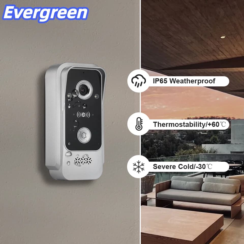 Smart 7 Inch Video Door Phone Intercom Doorbell Camera 120 Wide Angle Night Vision IP65 Waterproof 2-Way Talk Home Security