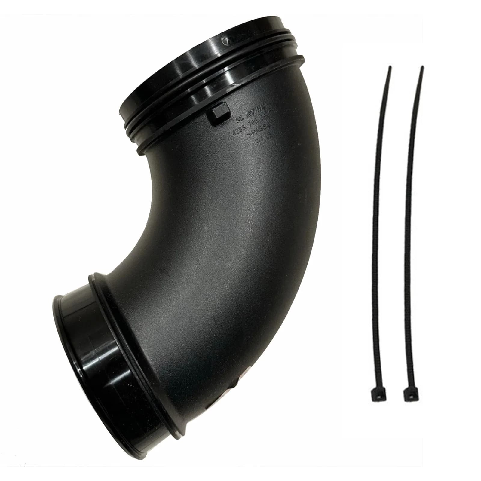 Gomito per Tubo Soffiatore 4283-700-6900 di Ricambio per Stihl BR800 800X, Connettore a Gomito in Plastica per Soffiatore a Zaino con Fascette di Fissaggio