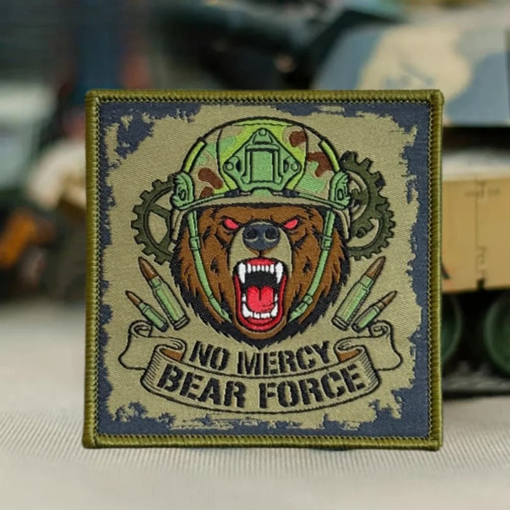 Patch Tattico Orso Senza Piacere, Distintivo Morale Ricamato Animale Arrabbiato, Adesivi Militari con Velcro per Gilet da Combattimento, Zaino, Cappello