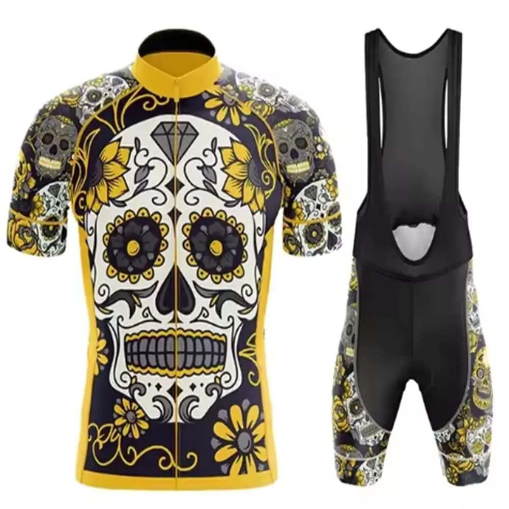 2026 Team Cycling Jersey Set Short Sleeve Cartoon Bicycle Clothing Men Black MTB Maillot Ciclismo Bike Racing Bib Shorts Set