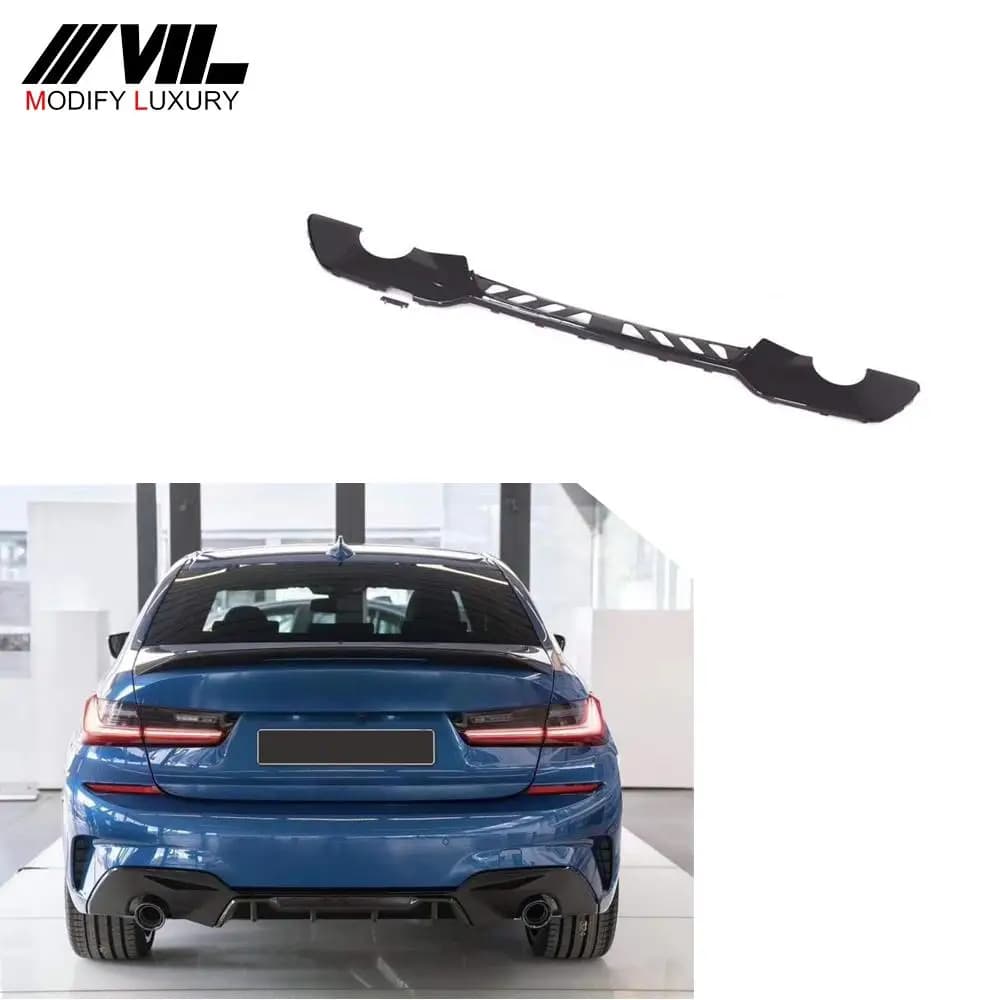 Suitable for black glossy PP rear bumper diffused BMW G20 series 3