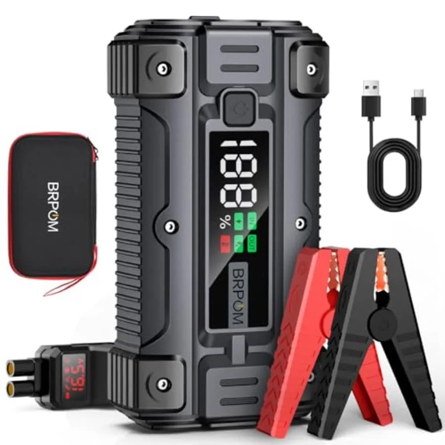 Avviatore di Emergenza per Auto 8000A di Potenza Massima, 26800mAh, per Tutti i Motori a Benzina o Diesel fino a 10.0L, 50 Avvii, Caricabatterie Auto 12V, Booster e Avviatore di Emergenza