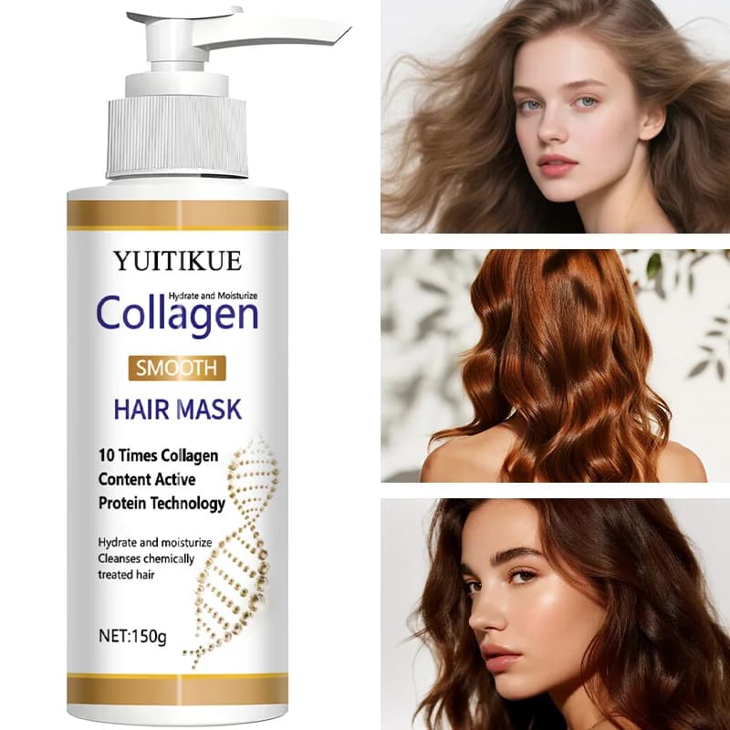 YUITIKUE Maschera per Capelli al Collagene - Trattamento Idratante e Nutriente con Proteine per Capelli Secchi, Danneggiati e Crespi