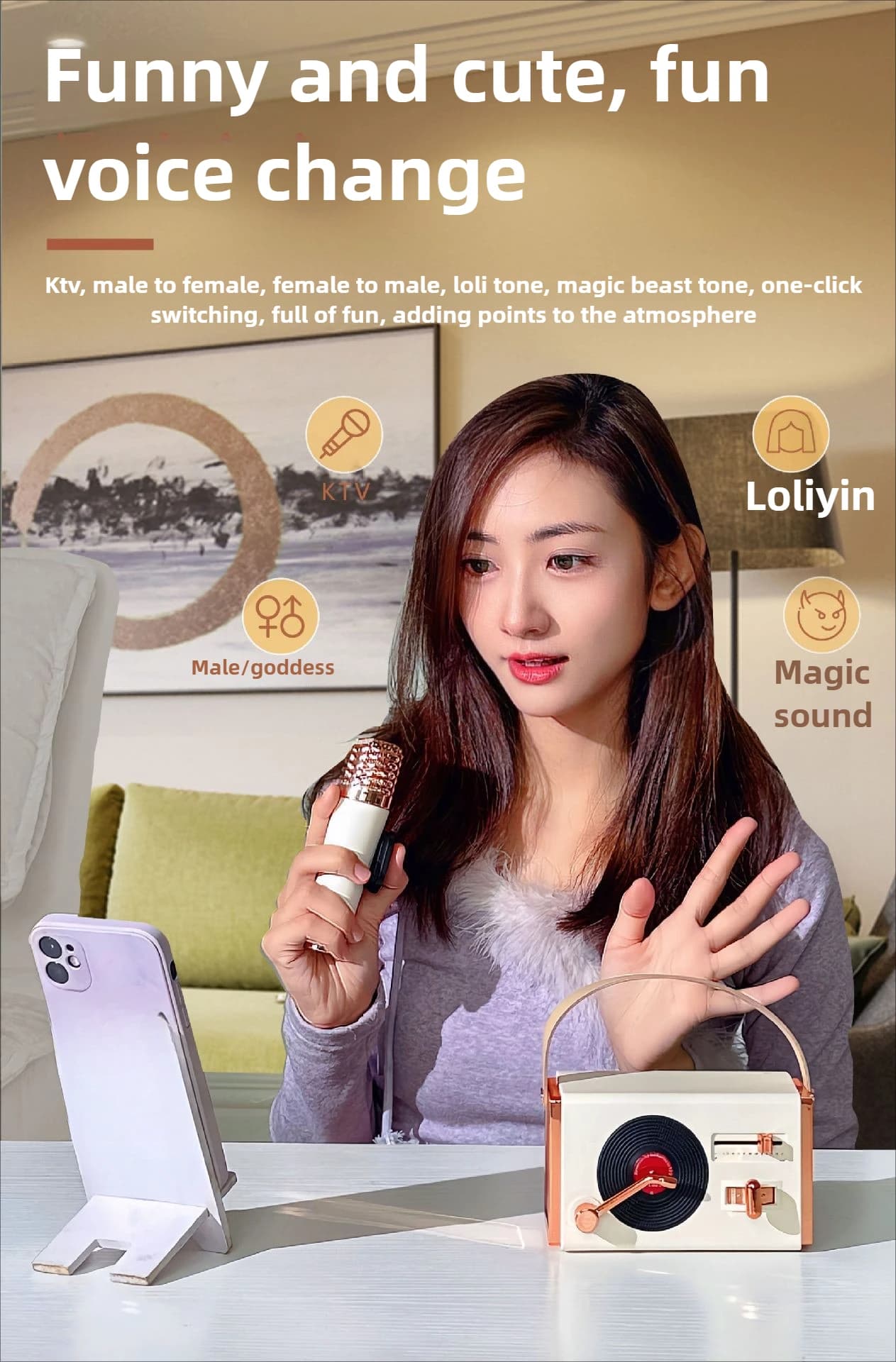 Portable Bluetooth 5.3 Speaker System Karaoke Machine with Wireless Microphones Home Family Singing Children's Gifts