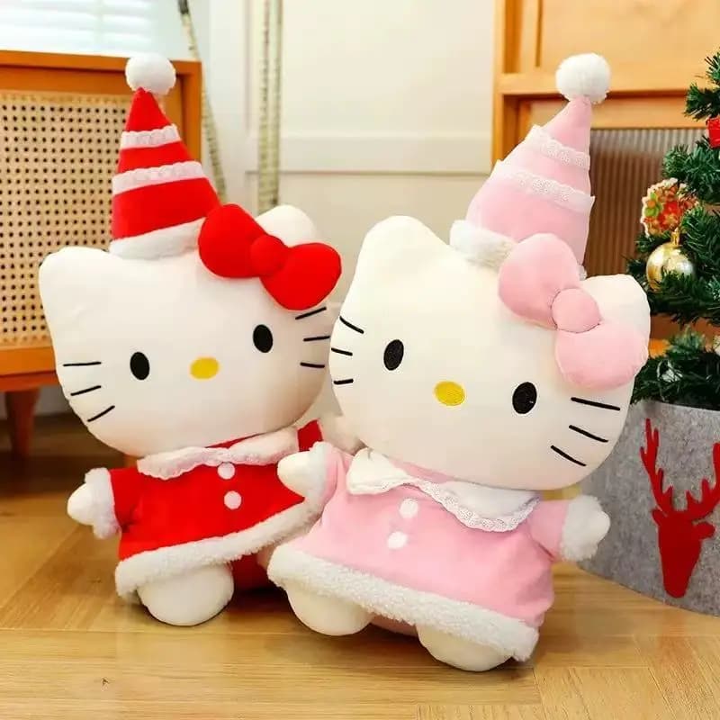 Nuovo Peluche Gatto Kt Carino con Cappello, Bambola Gattino Hello Kitty, Cuscino, Regalo di Natale e Compleanno per Bambini, Animale di Peluche, Regalo di Natale