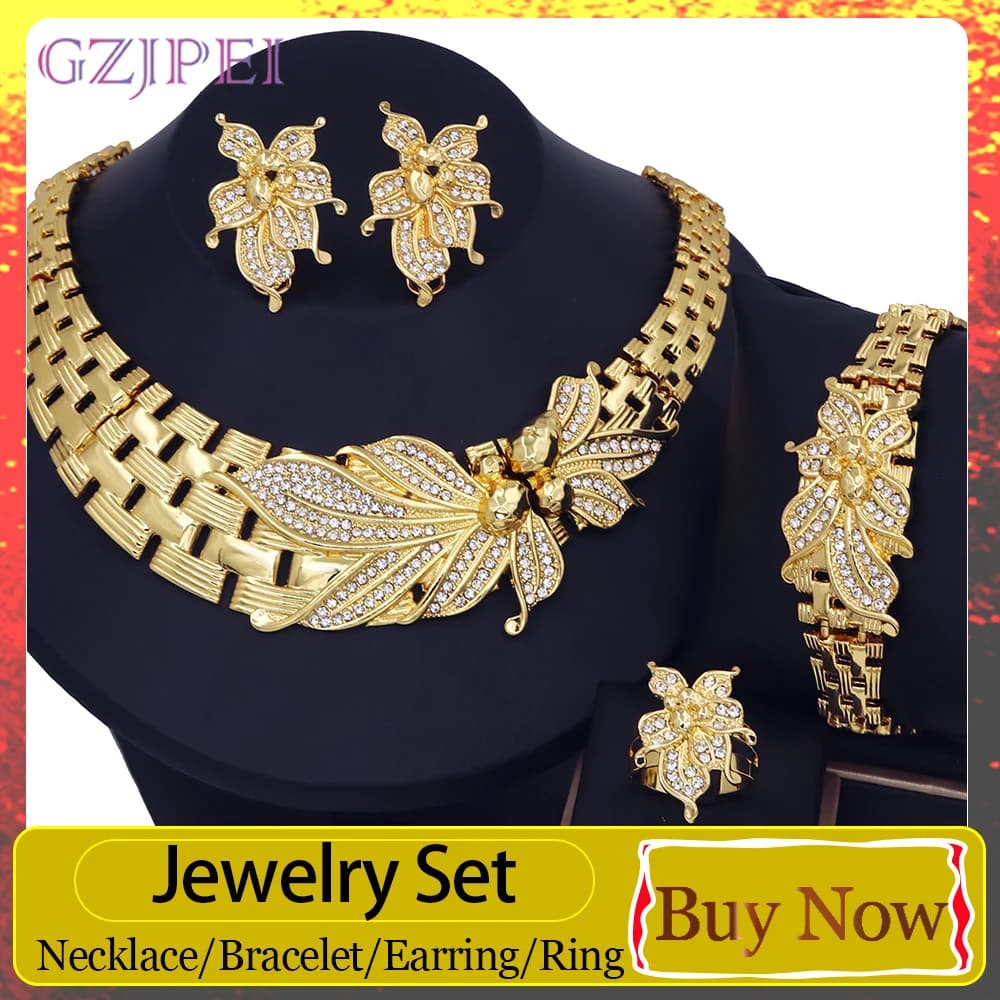 GZJPEI Set di Gioielli da Donna 4 Pezzi, Zirconi Bianchi Brillanti, Accessori per Matrimoni e Feste, Regalo di Compleanno e Anniversario, Regalo per la Festa della Mamma 2026, Nuova Collana, Bracciale, Orecchini e Anello