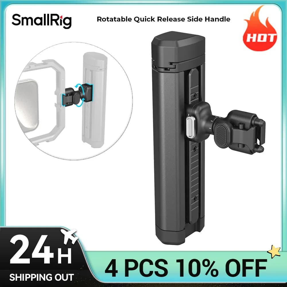 Maniglia laterale a sgancio rapido bilaterale SmallRig per riprese video mobili professionali Maniglia laterale per telefono con rotazione infinita 4842