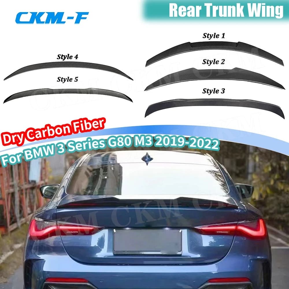 Fibra di carbonio a secco per BMW serie 3 G20 G80 M3 Berlina 2019-2022 Baule posteriore Spoiler Spoiler bagagliaio posteriore Kit corpo spoiler