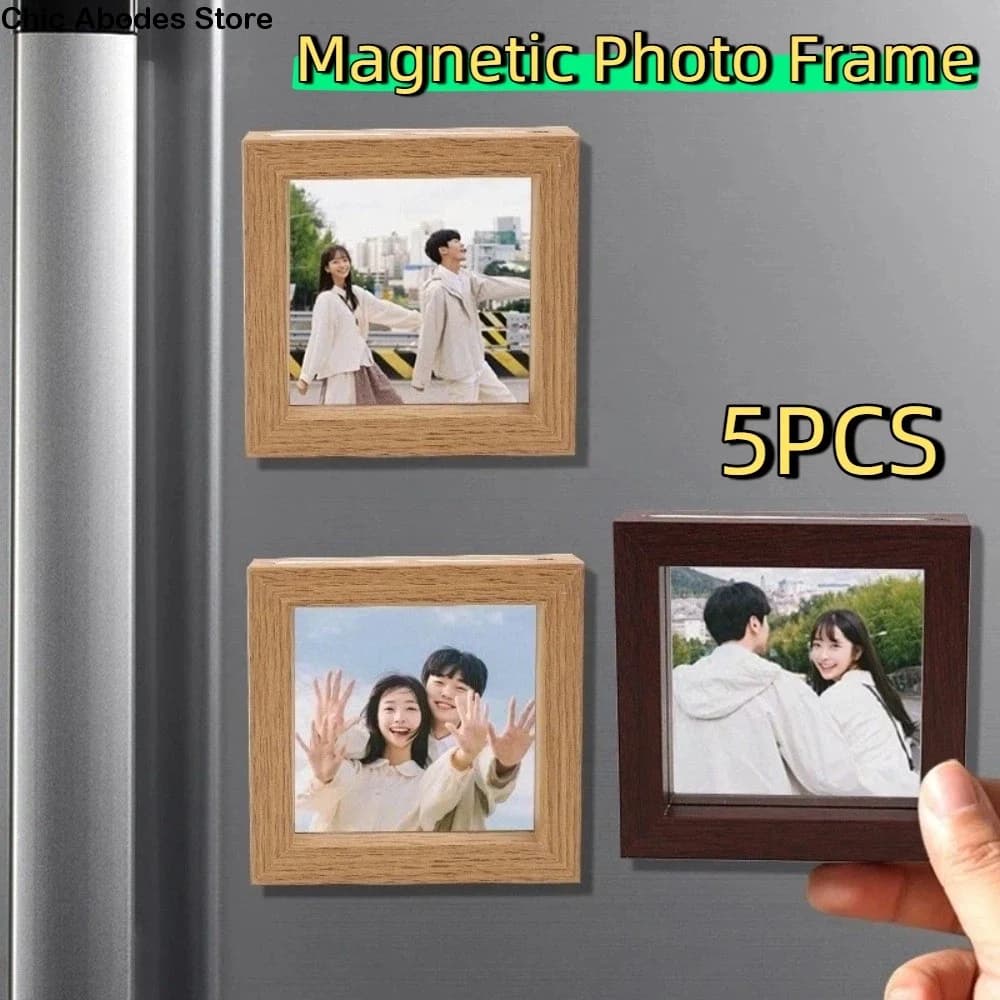5 Pieces Modern Magnetic Photo Frame 4 Inches, Decorative Frame Square Puzzle, Mini Multipurpose Frames Fai-da-Te per Bedroom