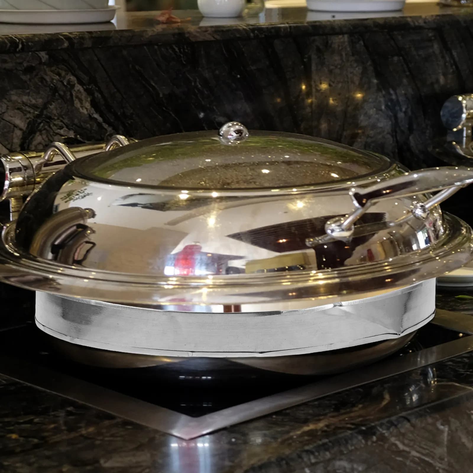 Stainless Steel Commercial Electric Drill with Heater Ring and Heat Exchanger for Buffet, Food Service and Temperature Control