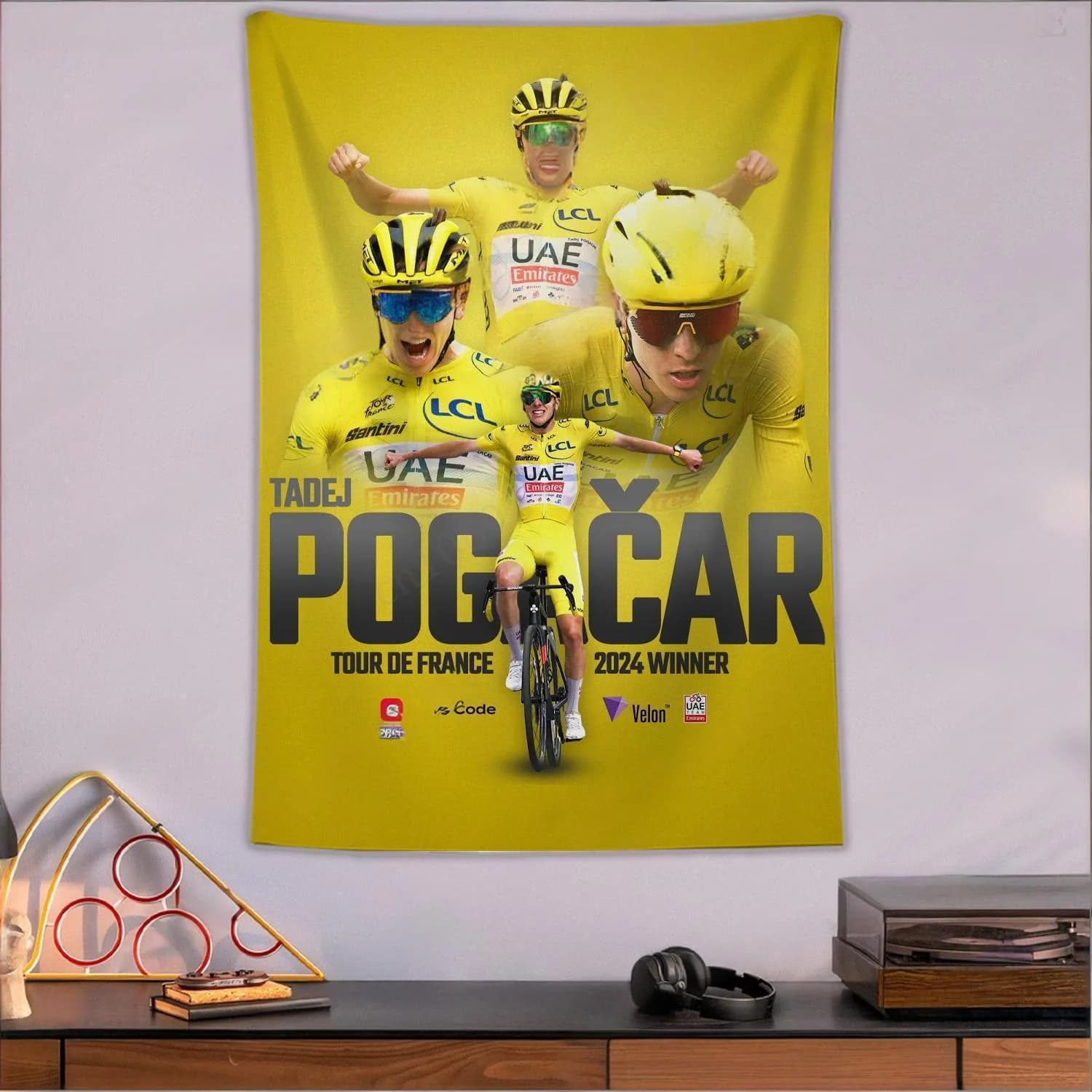 Tadej Pogacar Tapestry Bicycle Poster Wall Tapestries Bedroom Decoration Aesthetic Tapices Flag Cycling Wallpaper Road Bike