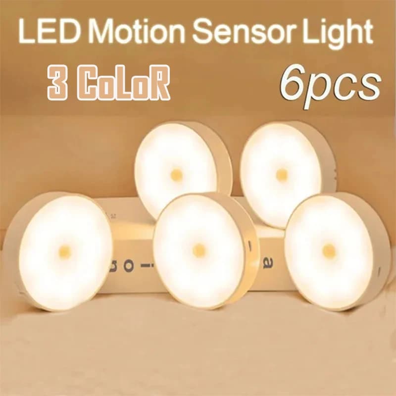 LED Night Lamp with Motion Sensor from 2~6 pieces 3 Color Rechargeable Night Lamp via USB Wardrobe Lamp for Wireless Wardrobe