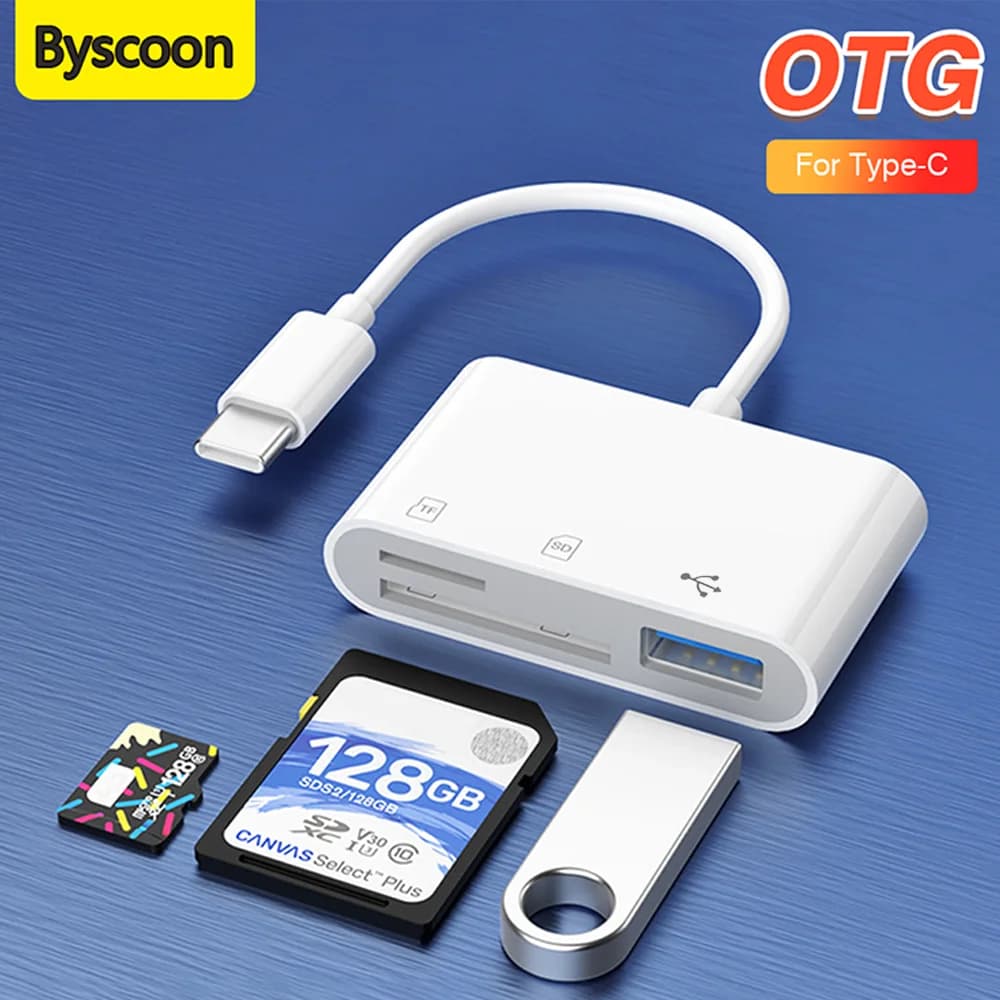 3 in 1 Type C to SD TF Memory Card Reader OTG Data Transmission USB Adapter For iPad Pro Macbook Samsung Xiaomi Camera Reader