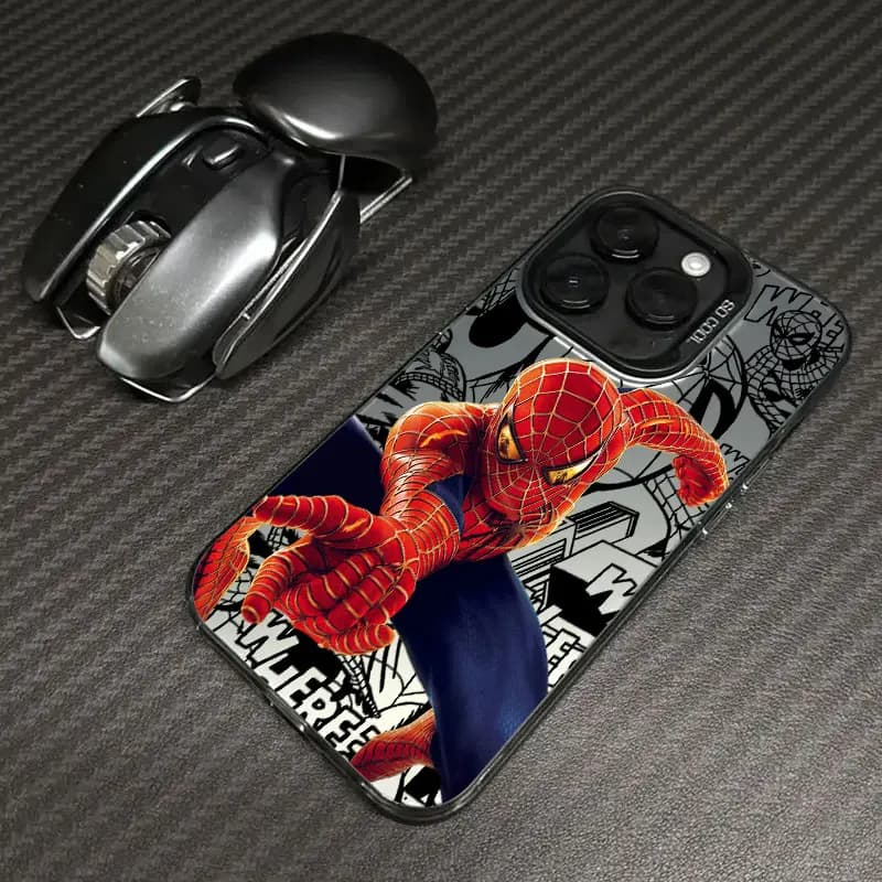 Cover per iPhone 17 17e 16e 16 15 14 13 12 11 mini Pro Max XR Air Plus anti-caduta opaca con design Marvel Spider-Man