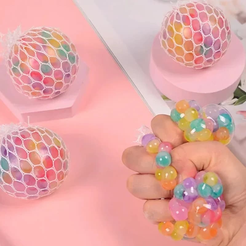 Rainbow Sensory Stress Relief Ball Squishy 3D Fidget Toys for Adults Kids Anti-Anxiety Silent Non-Toxic Toy for Office Classroom