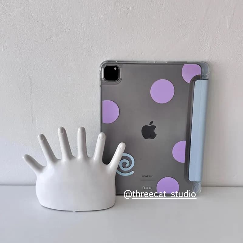 Custodia per iPad coreana rosa viola con grandi pois per iPad 11 Air 7 6 5 4 10 Pro 2025 8 9 Y+3, cover pieghevole con slot per matita (11")