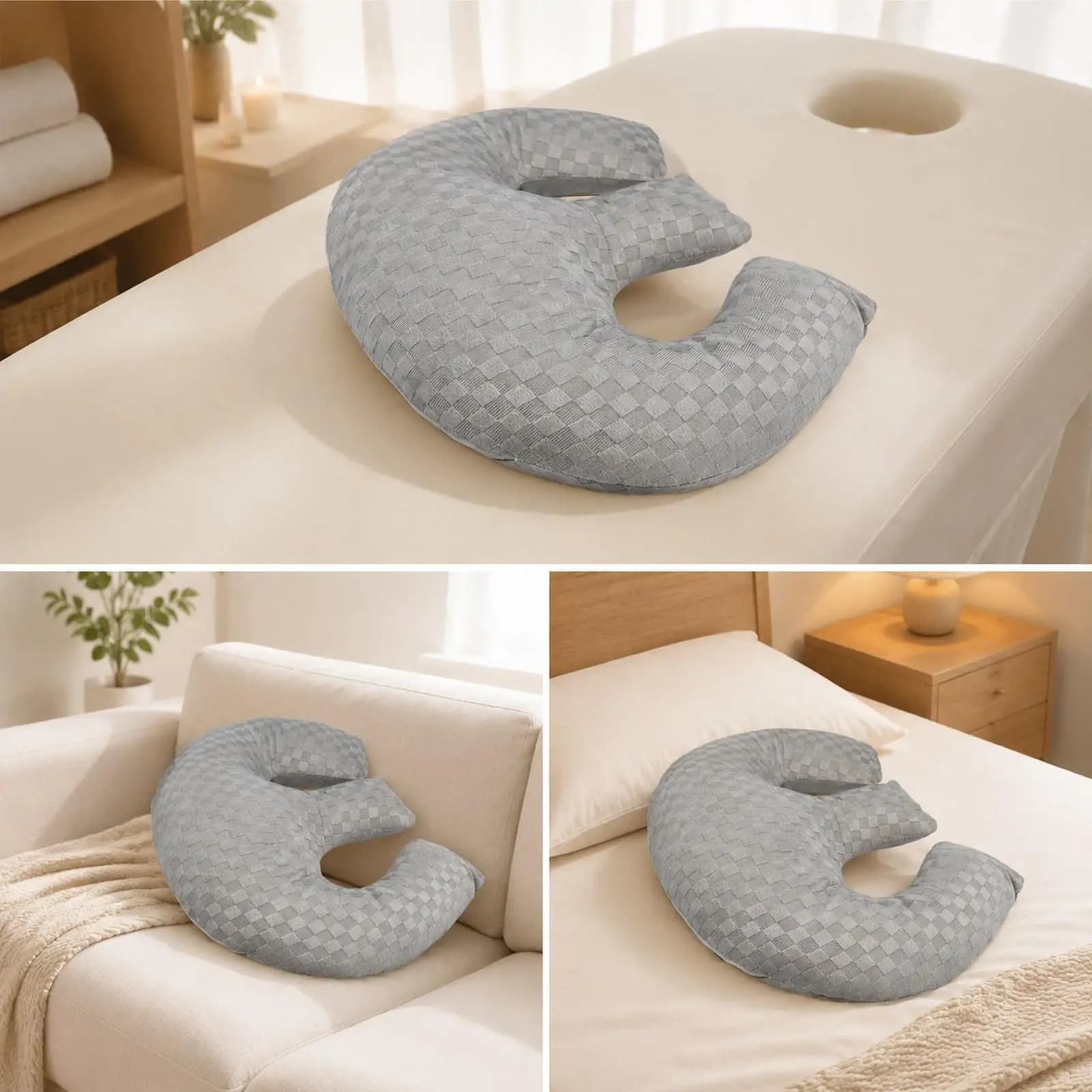 Breast Pillow SPA Massage Chest Cushion Portable Soft Removable Cover Hollow Breast Support Pillow for Beauty, Salon Home