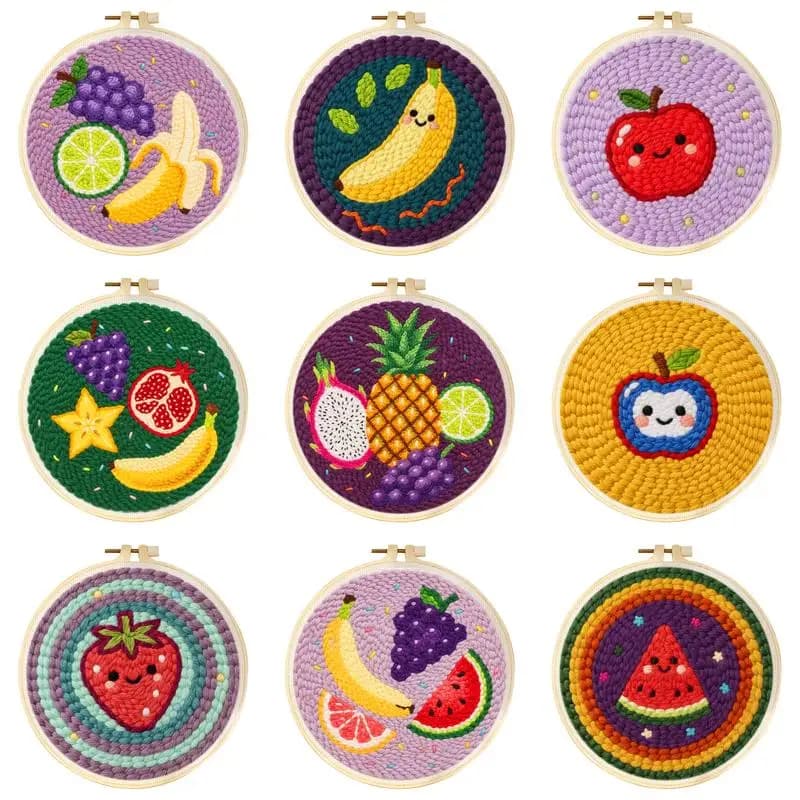 Punch Needle Embroidery Kit Easy Fruit Pattern Punch Needle Kit For Beginner Cross Stitch Set Diy Handicraft Home Decoration